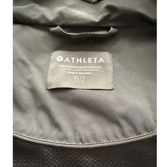 Athleta Rainout Sz XLT Black Rain Jacket Pockets Zip Hood Drawstring Tall | EUC - Picture 8 of 8